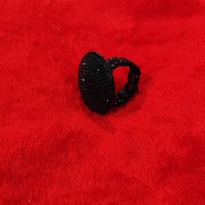 Chic Black Beaded Ring